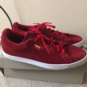 Red puma shoes
